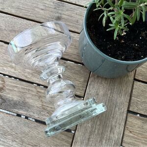Pottery Barn Clear Glass Square Base 7” Pillar Candle Holder